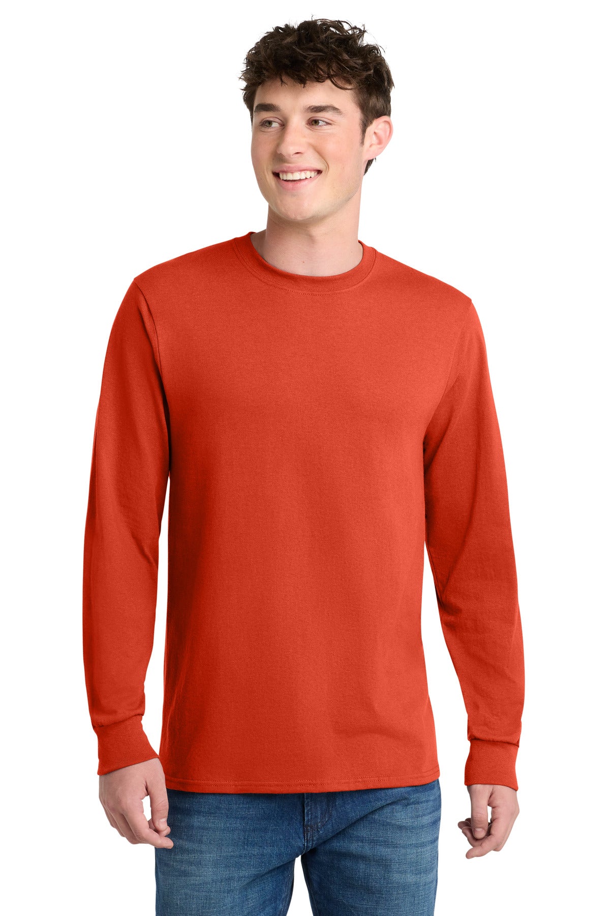 Port & Co Long Sleeve Core Blend Tee. PC55LS - Orange - front