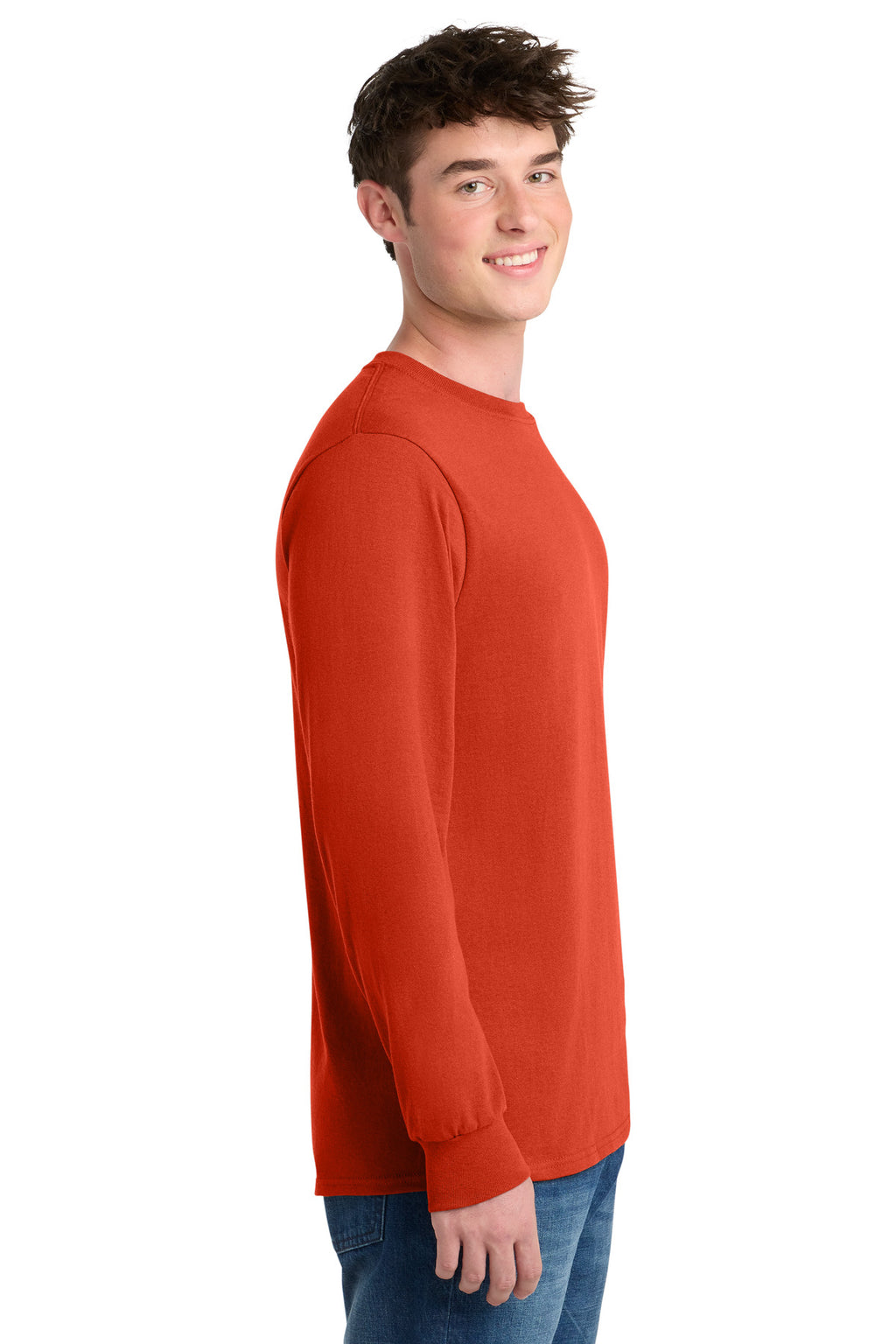 Port & Co Long Sleeve Core Blend Tee. PC55LS - Orange - side
