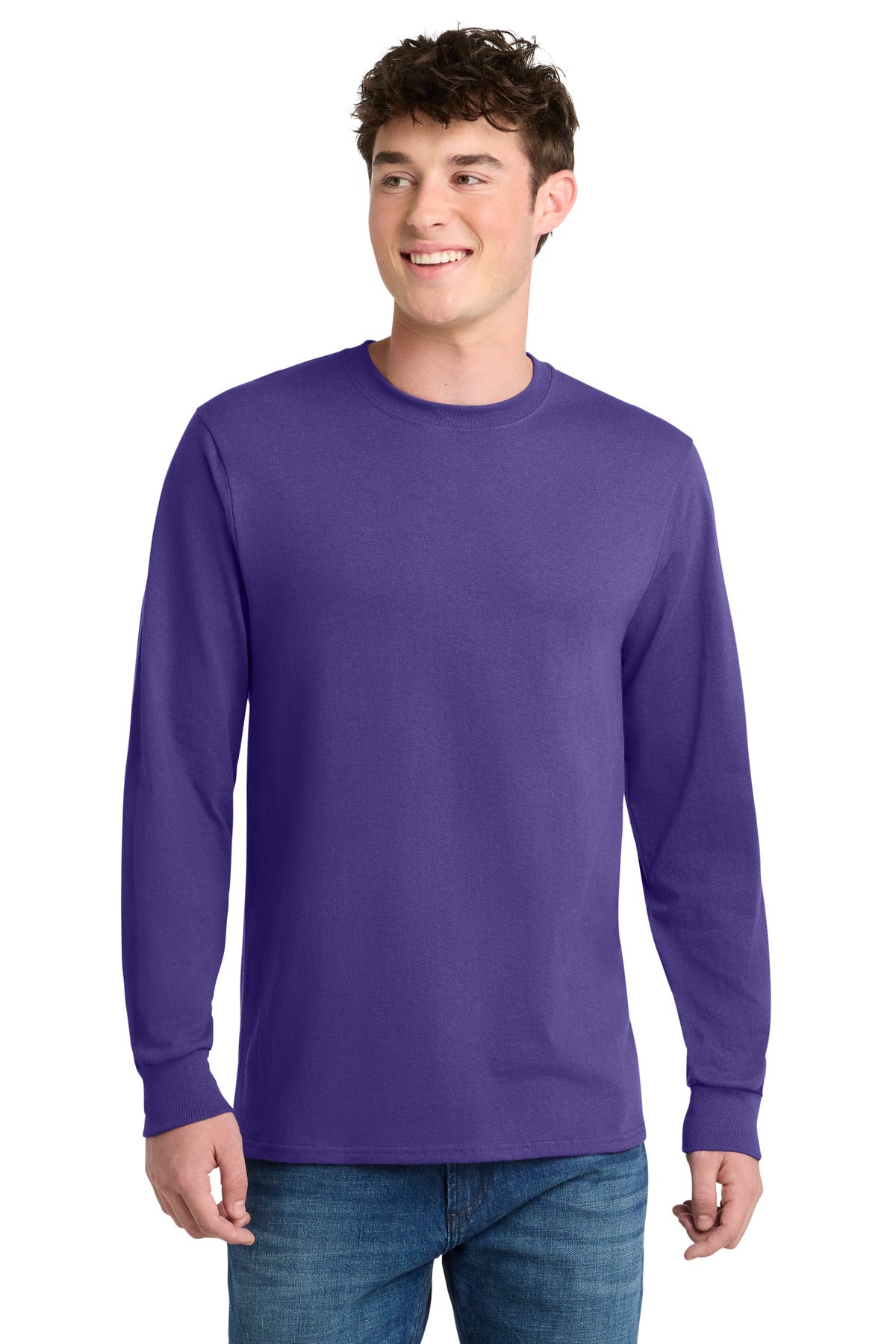 Port & Co Long Sleeve Core Blend Tee. PC55LS - Purple - front