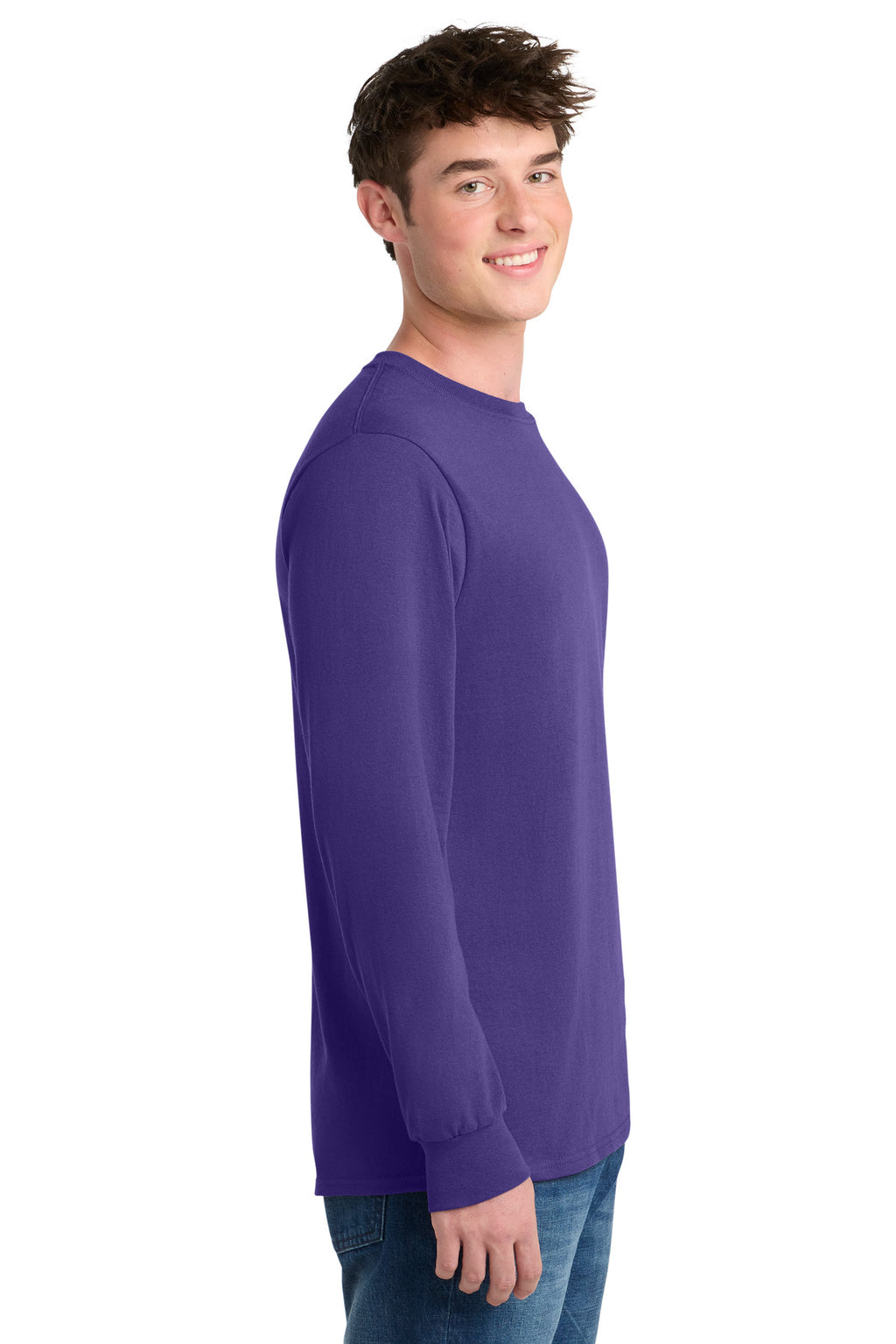 Port & Co Long Sleeve Core Blend Tee. PC55LS - Purple - side