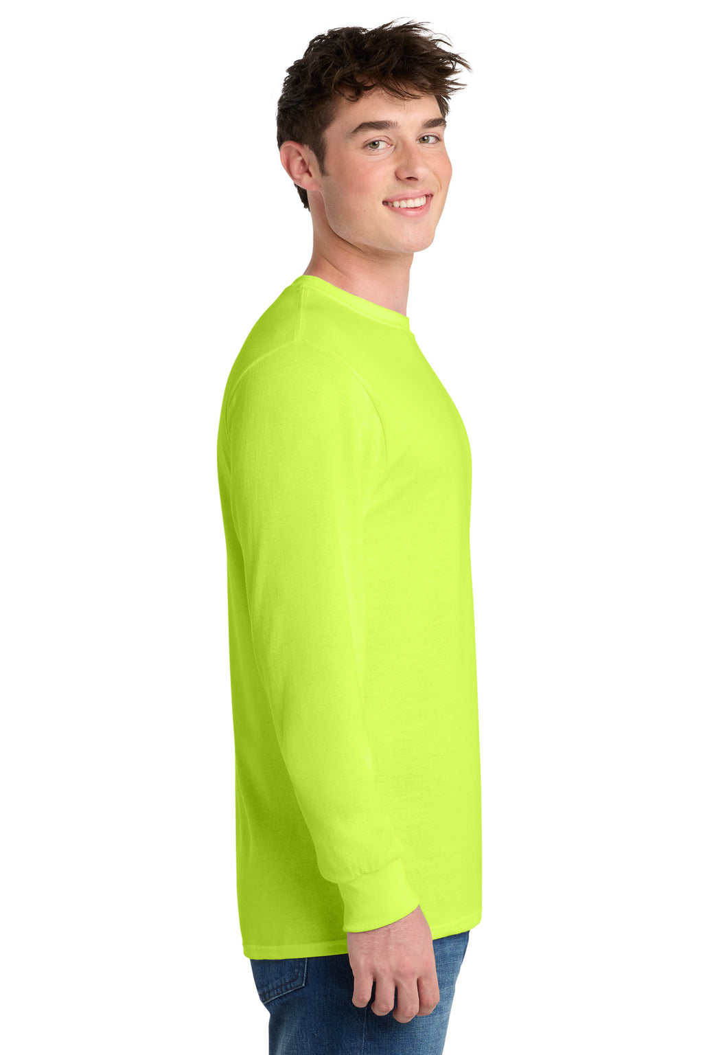 Port & Co Long Sleeve Core Blend Tee. PC55LS - Safety Green - side