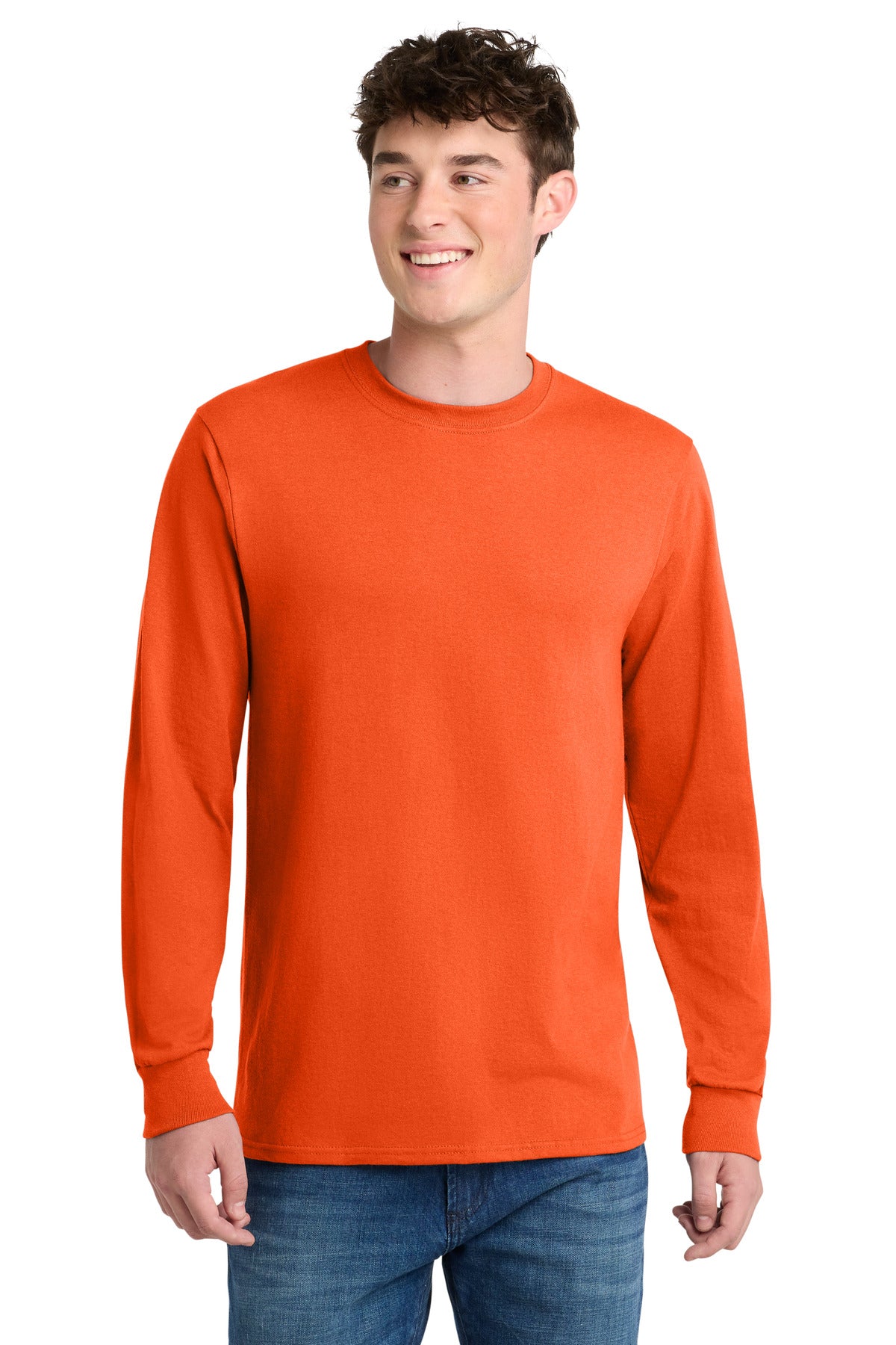 Port & Co Long Sleeve Core Blend Tee. PC55LS - Safety Orange - front