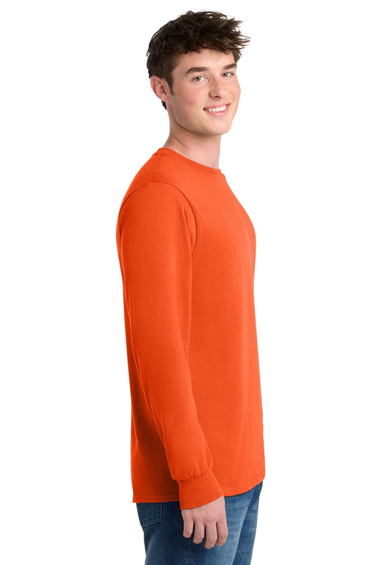 Port & Co Long Sleeve Core Blend Tee. PC55LS - Safety Orange - side