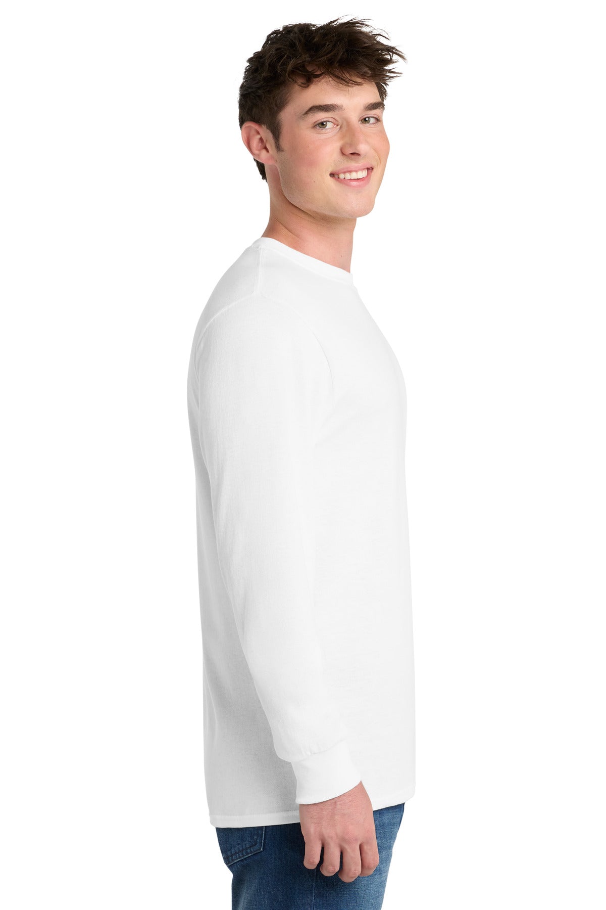 Port & Co Long Sleeve Core Blend Tee. PC55LS - White - side