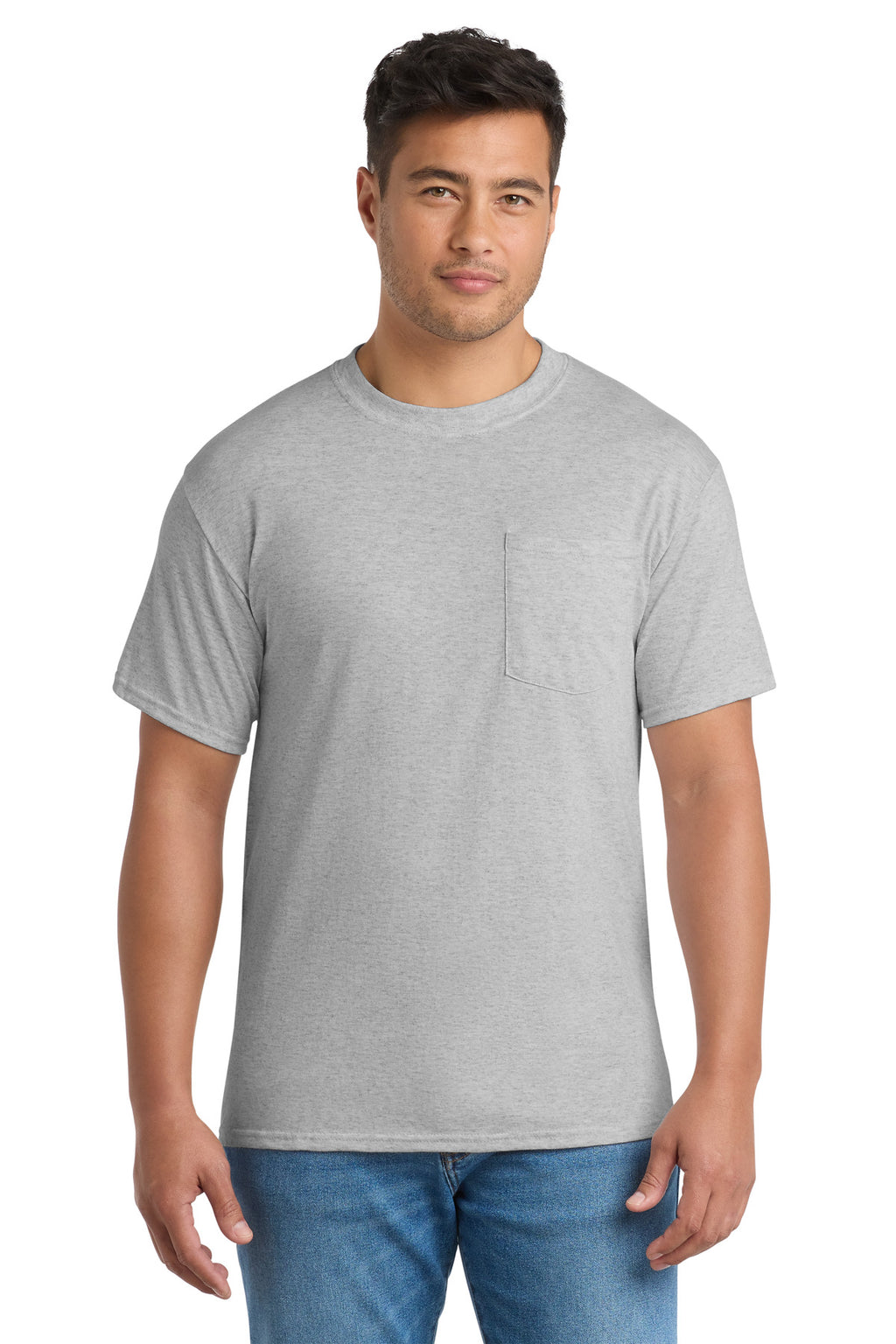 Port & Co Tall Core Blend Pocket Tee. PC55PT - Ash - front