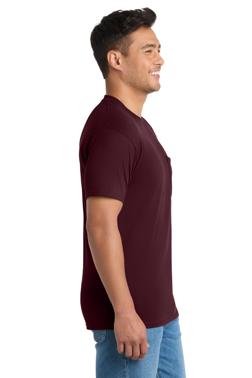 Port & Co Tall Core Blend Pocket Tee. PC55PT - Athletic Maroon - side