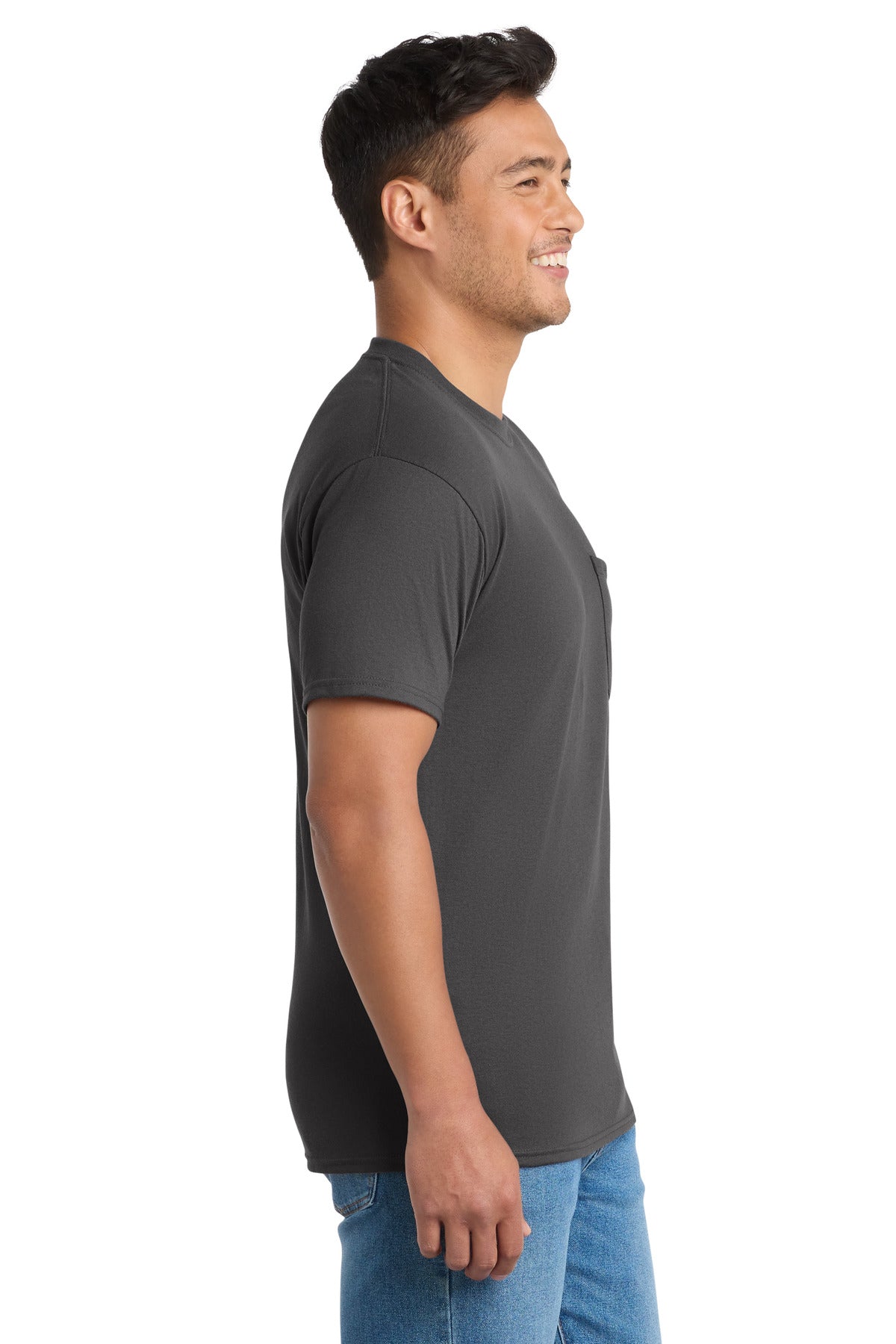 Port & Co Tall Core Blend Pocket Tee. PC55PT - Charcoal - side