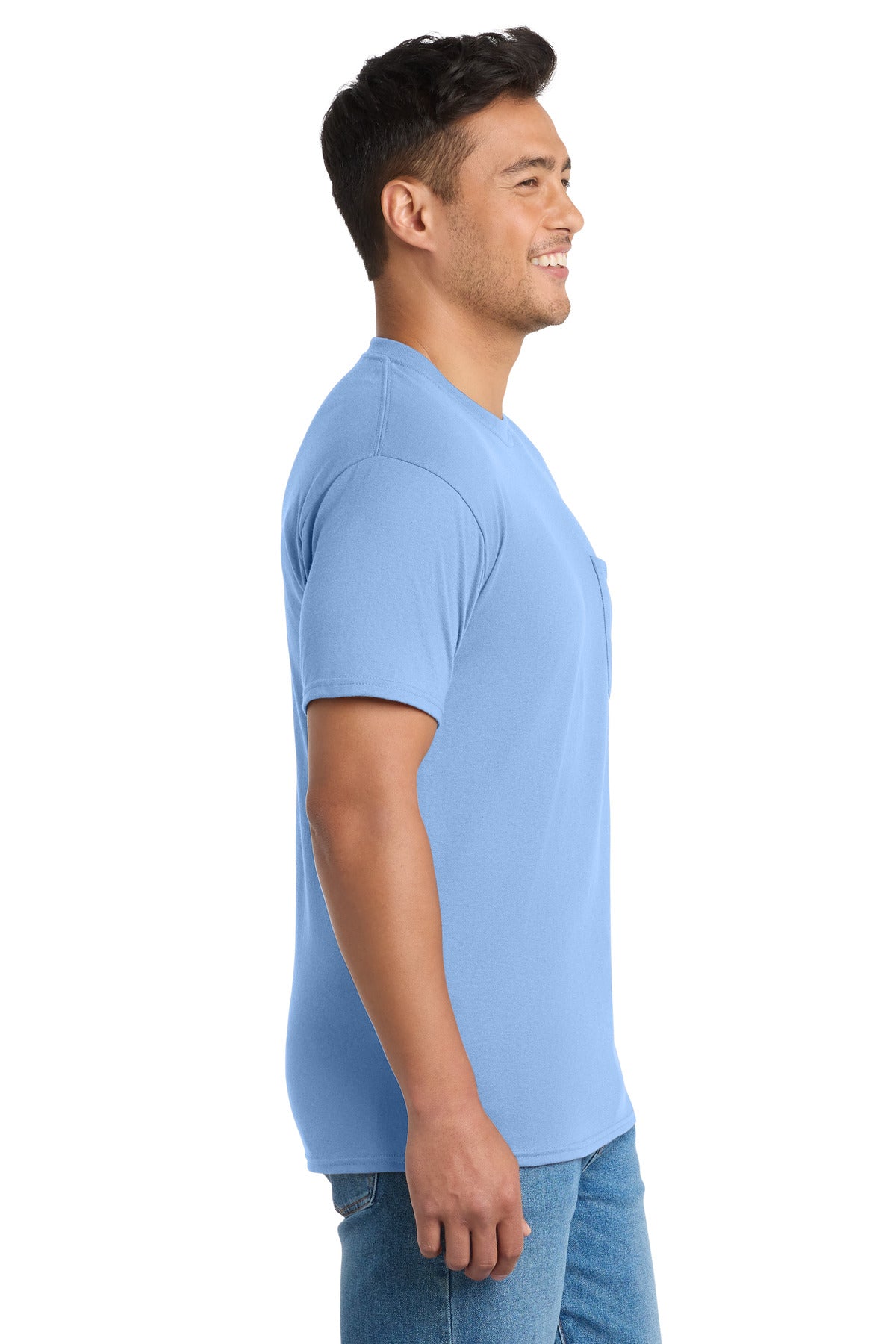 Port & Co Tall Core Blend Pocket Tee. PC55PT - Light Blue - side