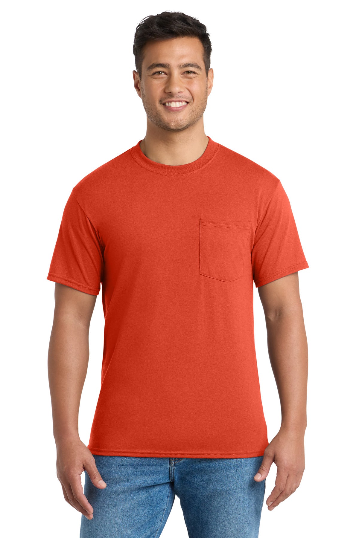 Port & Co Tall Core Blend Pocket Tee. PC55PT - Orange - front