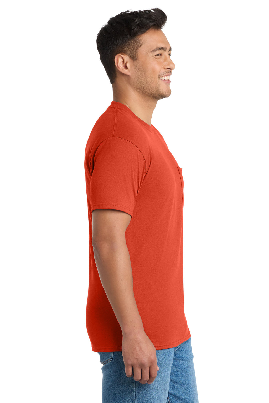 Port & Co Tall Core Blend Pocket Tee. PC55PT - Orange - side