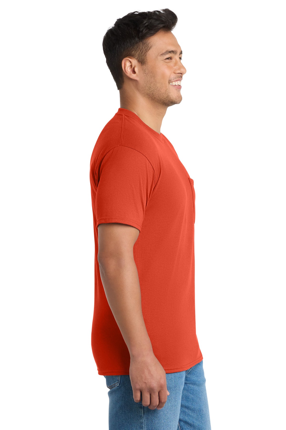 Port & Co Tall Core Blend Pocket Tee. PC55PT - Orange - side