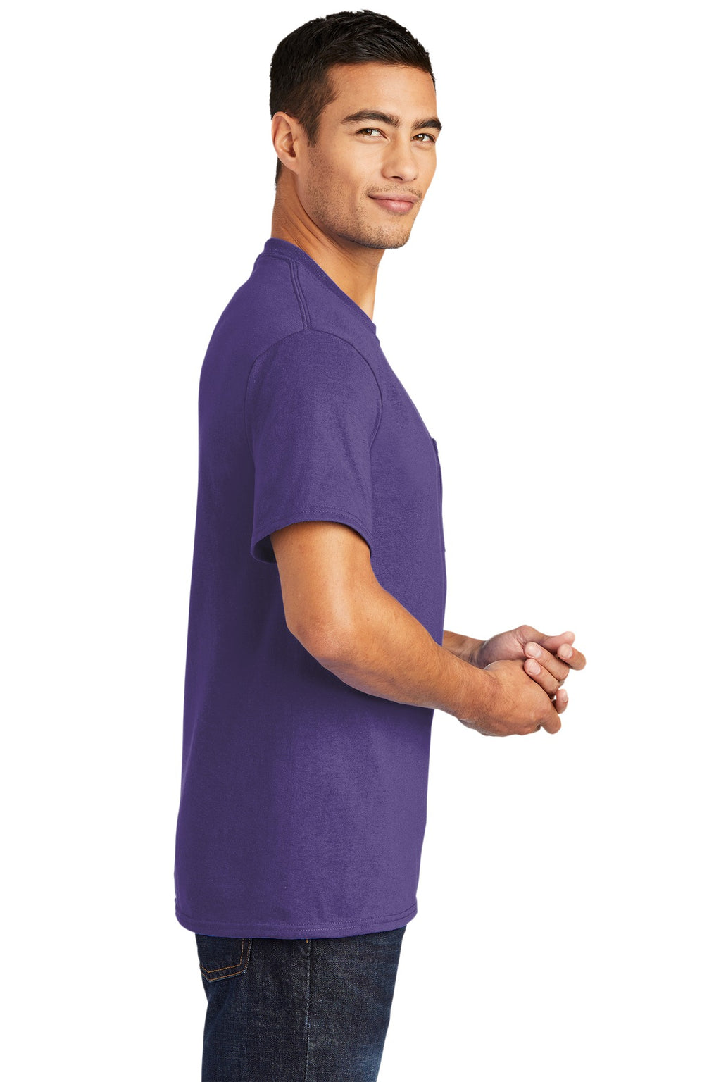 Port & Co Tall Core Blend Pocket Tee. PC55PT - Purple - side