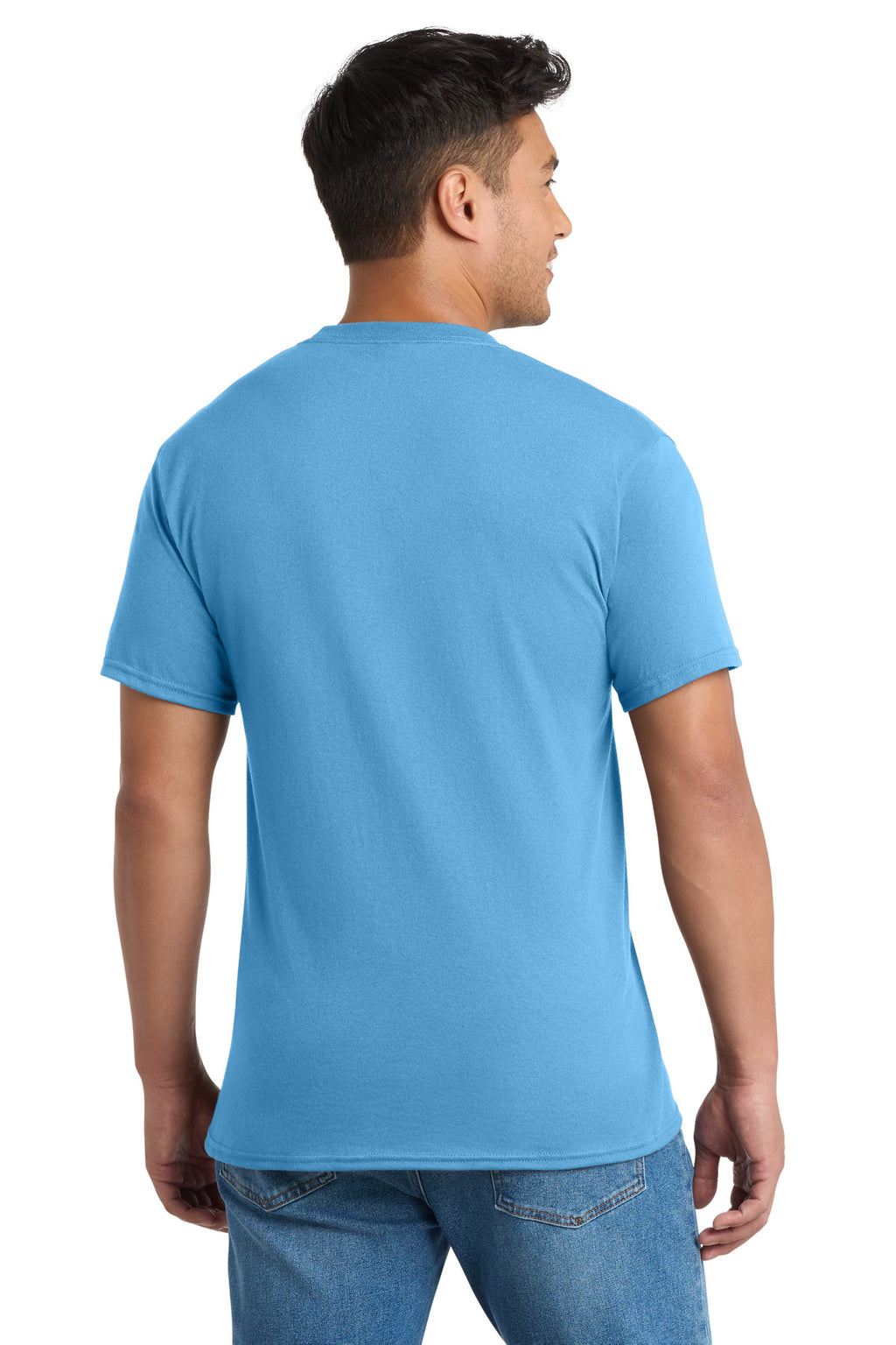 Port & Co Core Blend Pocket Tee. PC55P - Aquatic Blue - back