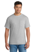 Port & Co Core Blend Pocket Tee. PC55P - Ash - front