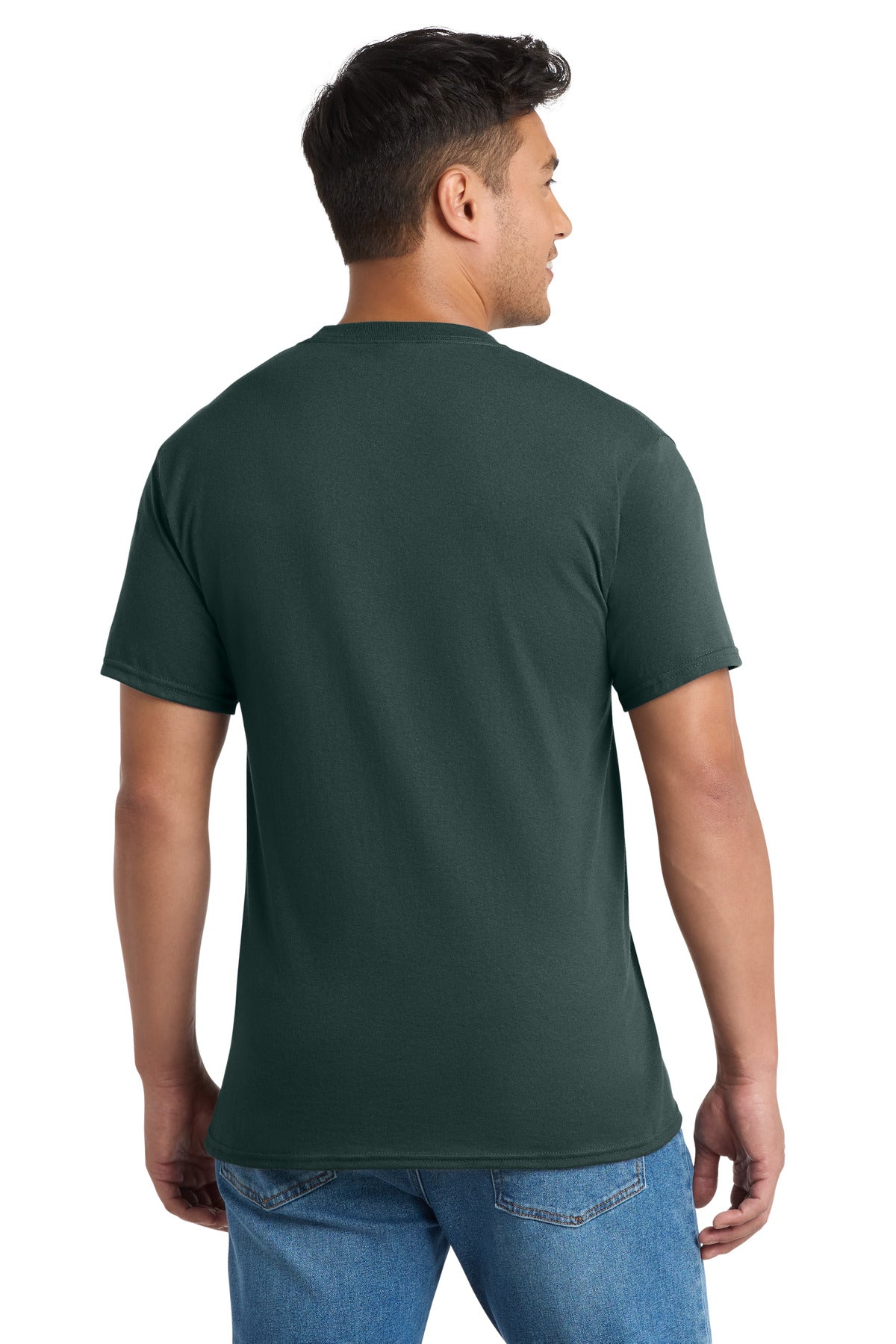 Port & Co Core Blend Pocket Tee. PC55P - Dark Green - back