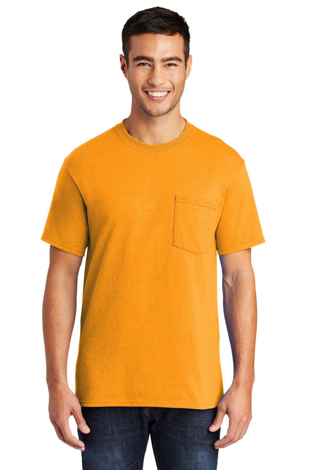 Port & Co Core Blend Pocket Tee. PC55P - Gold - front