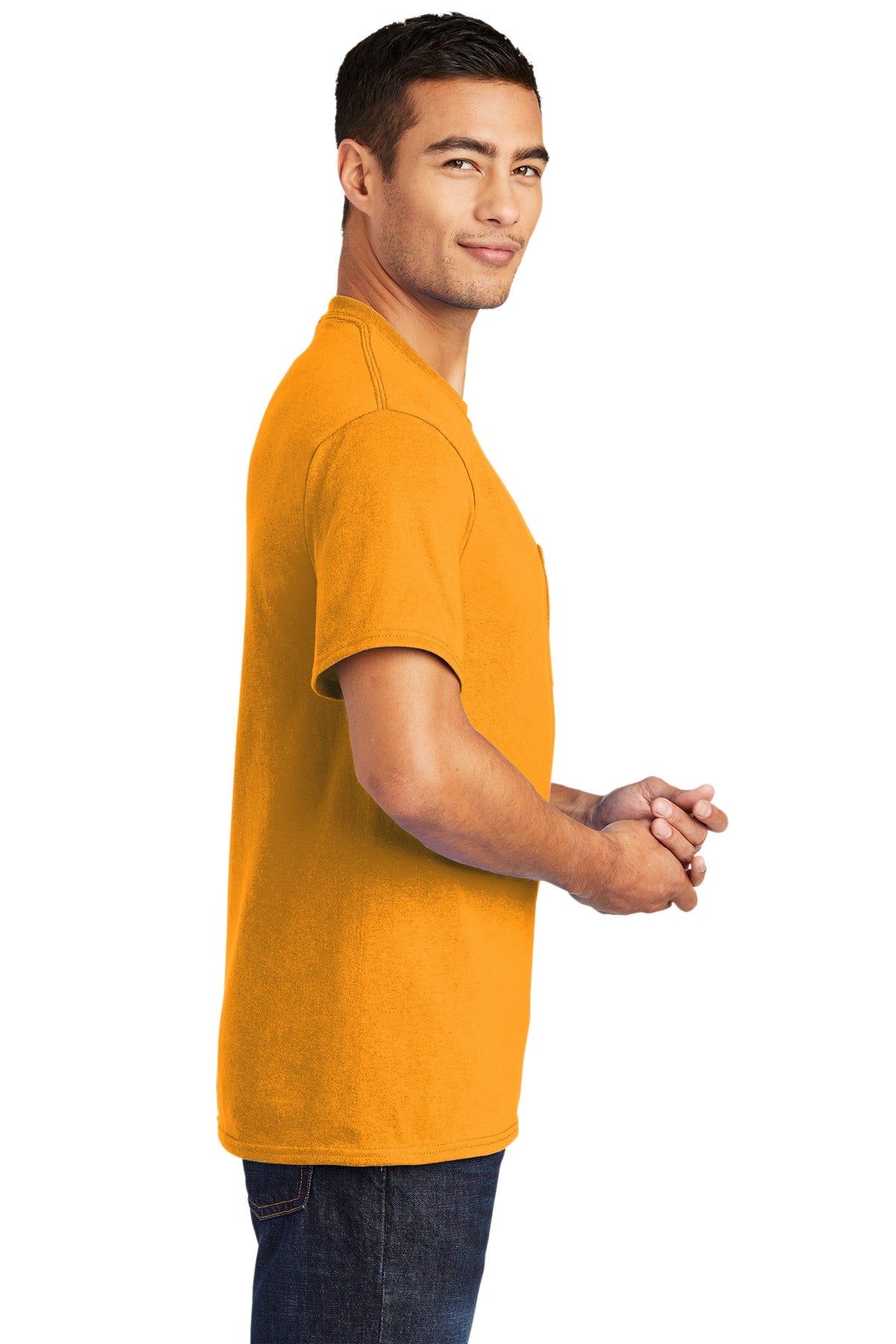Port & Co Core Blend Pocket Tee. PC55P - Gold - side