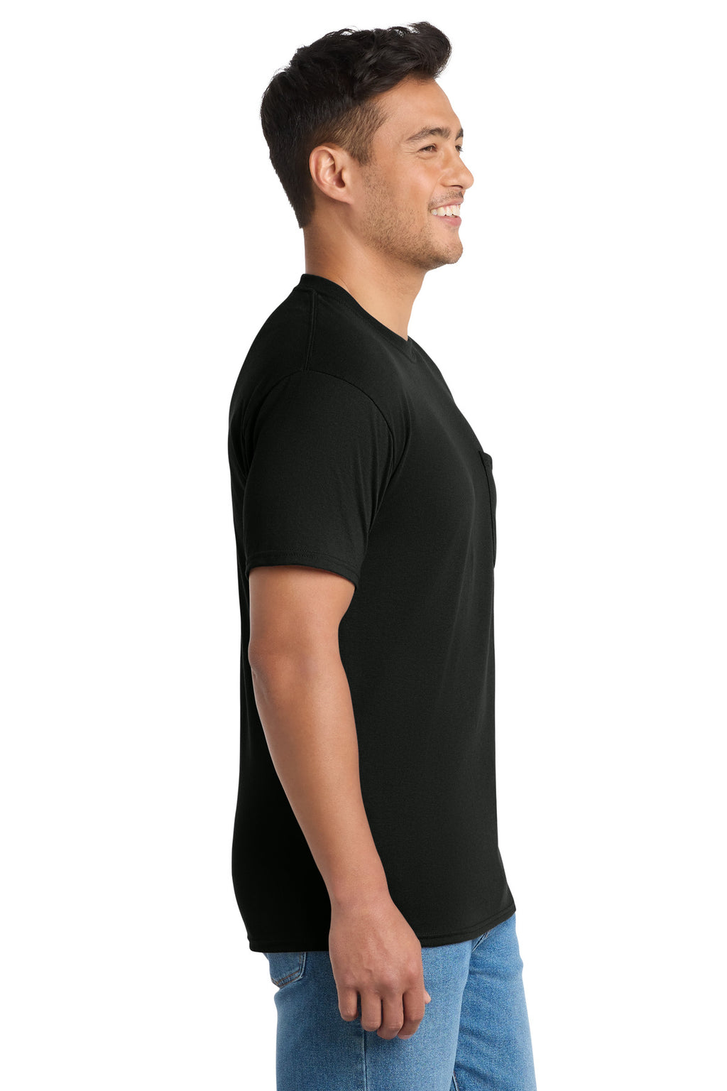 Port & Co Core Blend Pocket Tee. PC55P - Jet Black - side