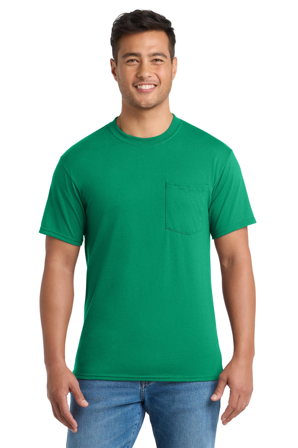 Port & Co Core Blend Pocket Tee. PC55P - Kelly - front