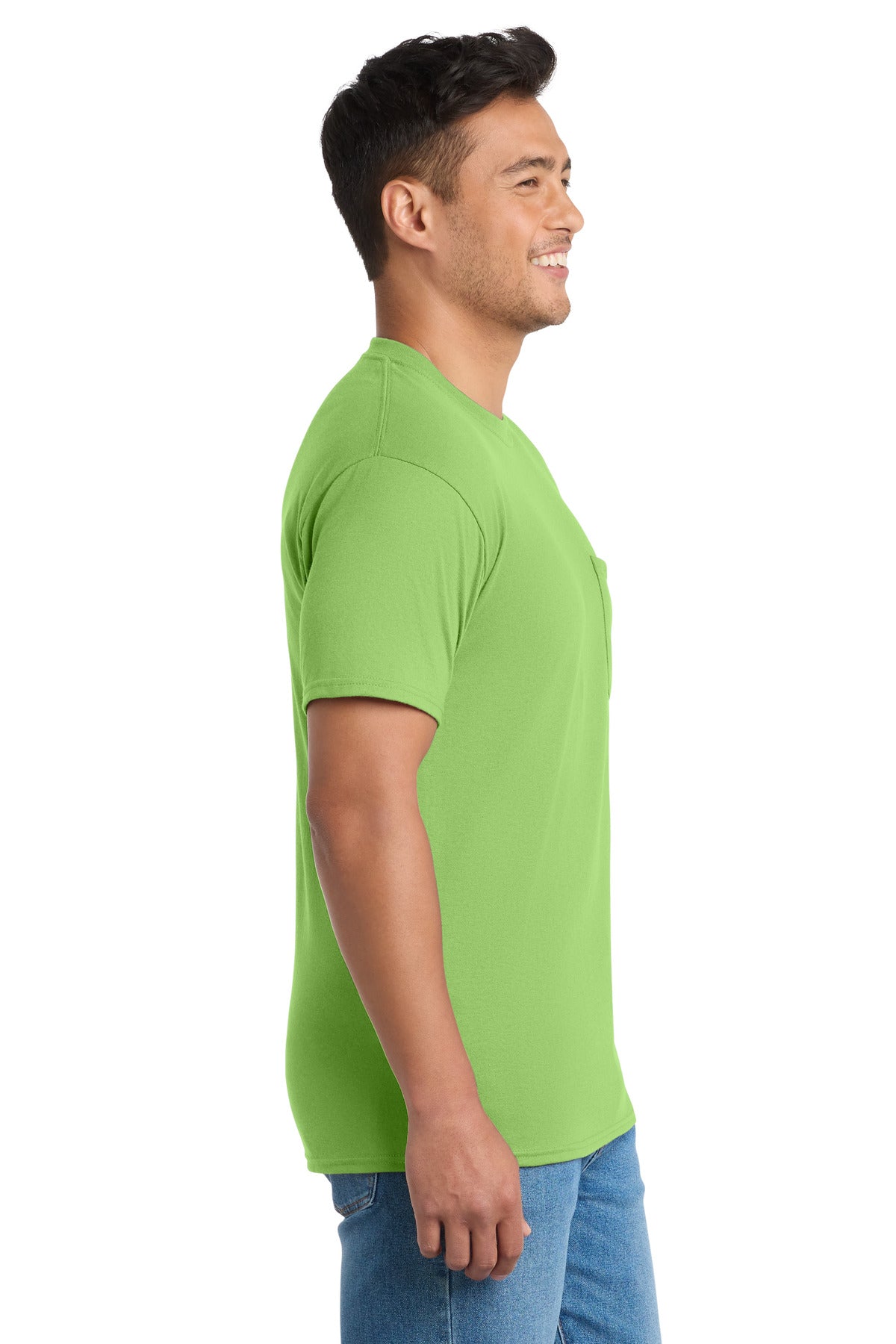 Port & Co Core Blend Pocket Tee. PC55P - Lime - side