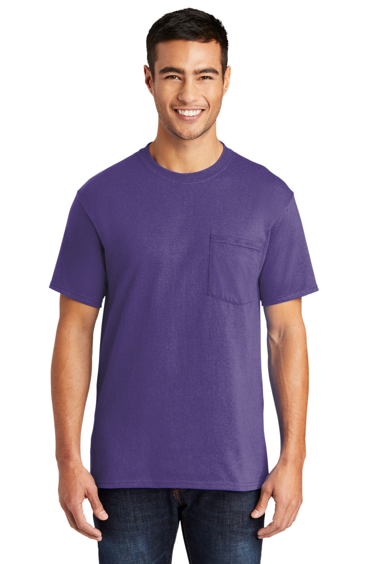 Port & Co Tall Core Blend Pocket Tee. PC55PT - Purple - front