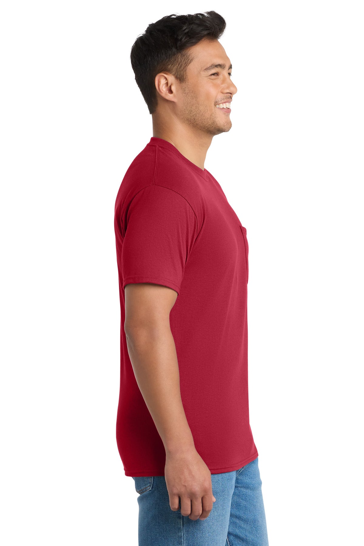 Port & Co Core Blend Pocket Tee. PC55P - Red - side
