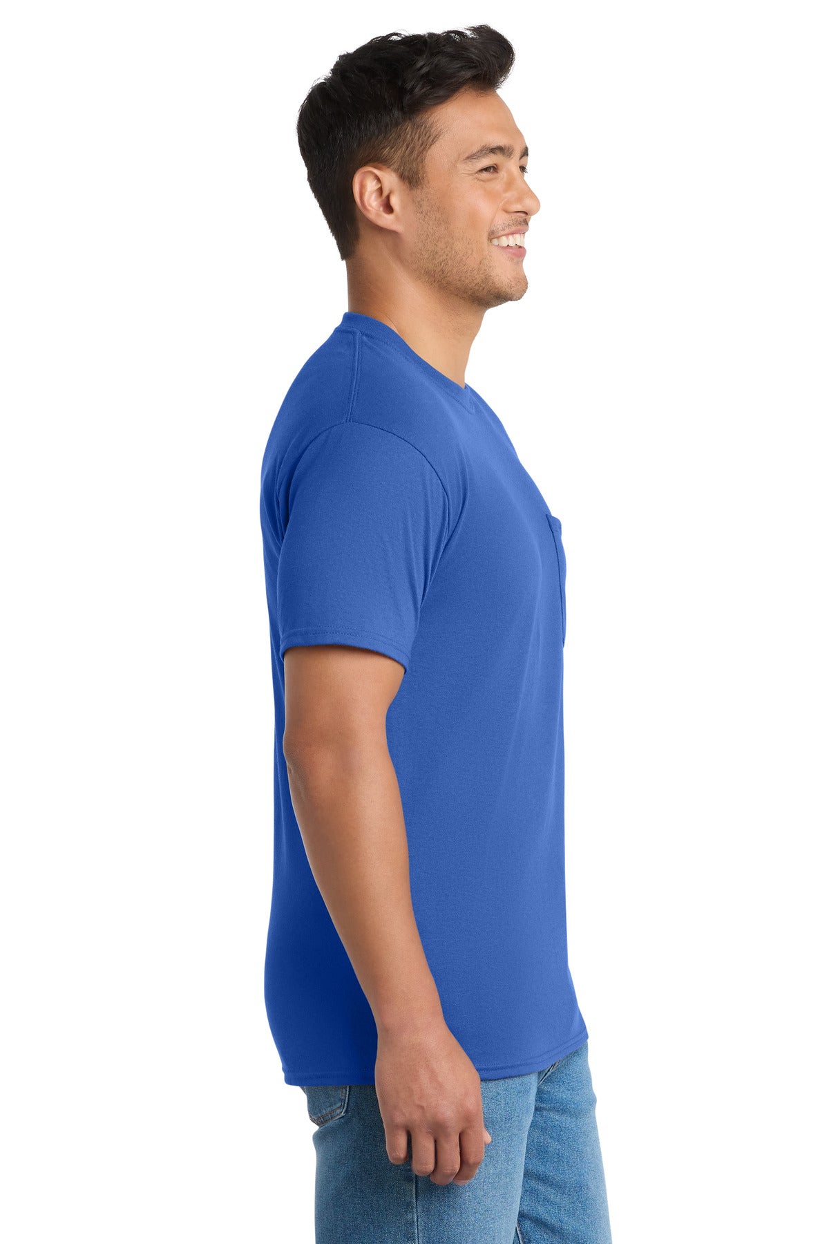 Port & Co Core Blend Pocket Tee. PC55P - Royal - side