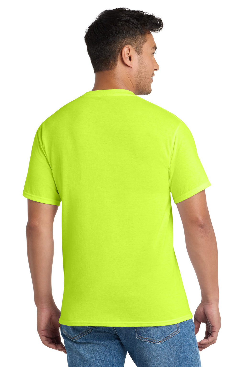 Port & Co Core Blend Pocket Tee. PC55P - Safety Green - back