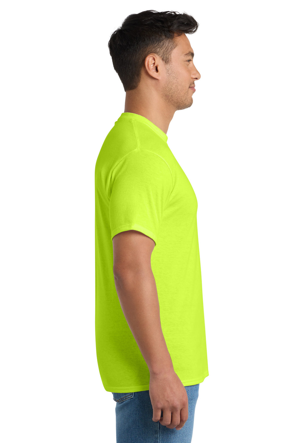 Port & Co Core Blend Pocket Tee. PC55P - Safety Green - side