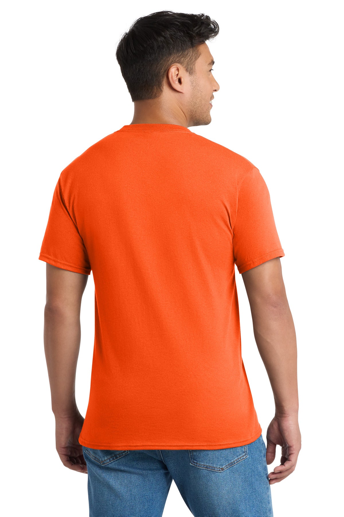 Port & Co Core Blend Pocket Tee. PC55P - Safety Orange - back