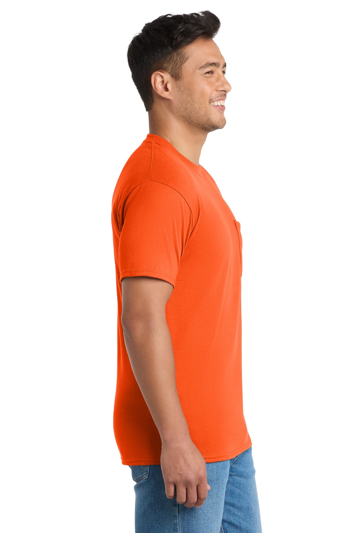 Port & Co Core Blend Pocket Tee. PC55P - Safety Orange - side