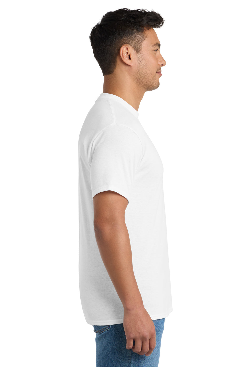 Port & Co Core Blend Pocket Tee. PC55P - White - side