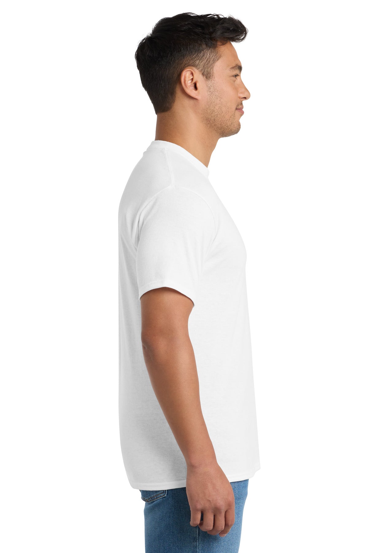 Port & Co Core Blend Pocket Tee. PC55P - White - side