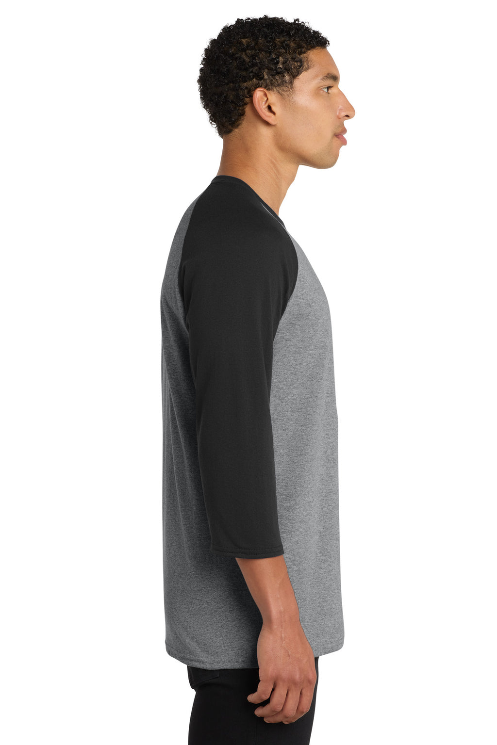 Port & Co Core Blend 3/4-Sleeve Raglan Tee. PC55RS - Athletic Heather/ Jet Black - side