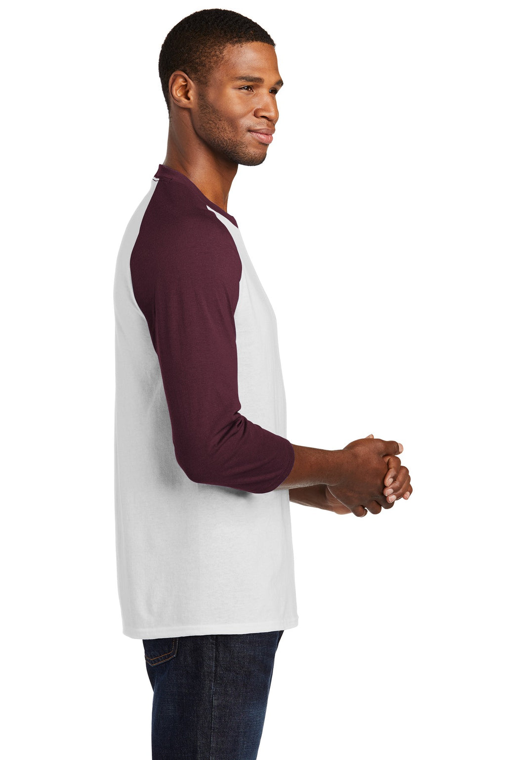 Port & Co Core Blend 3/4-Sleeve Raglan Tee. PC55RS - White/ Athletic Maroon - side