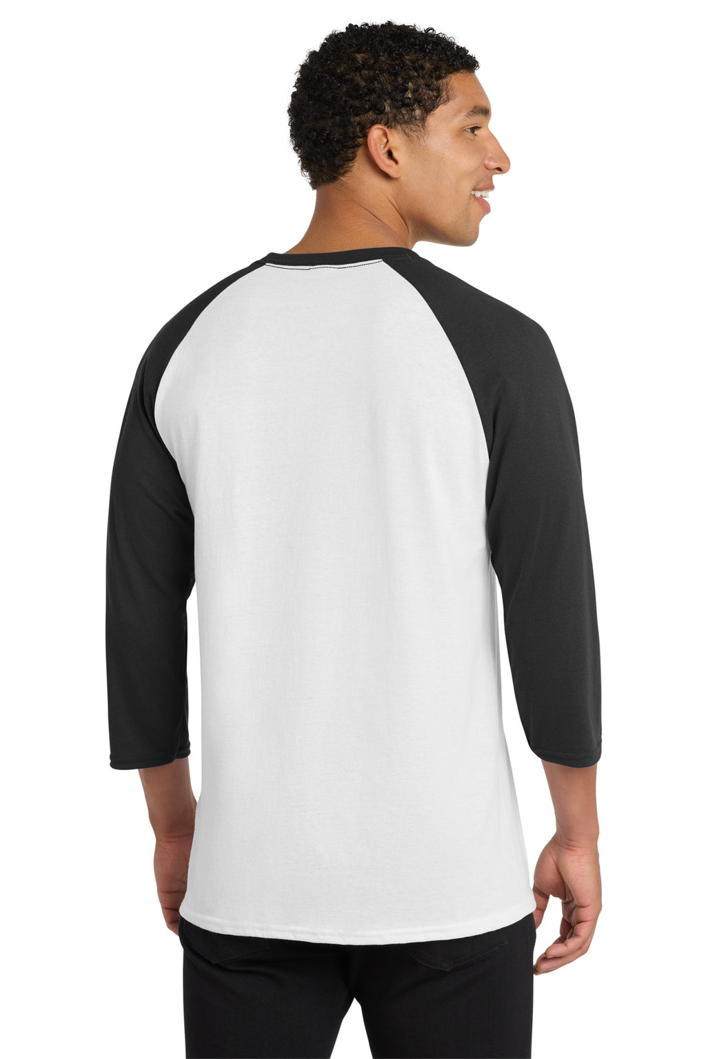 Port & Co Core Blend 3/4-Sleeve Raglan Tee. PC55RS - White/ Jet Black - back