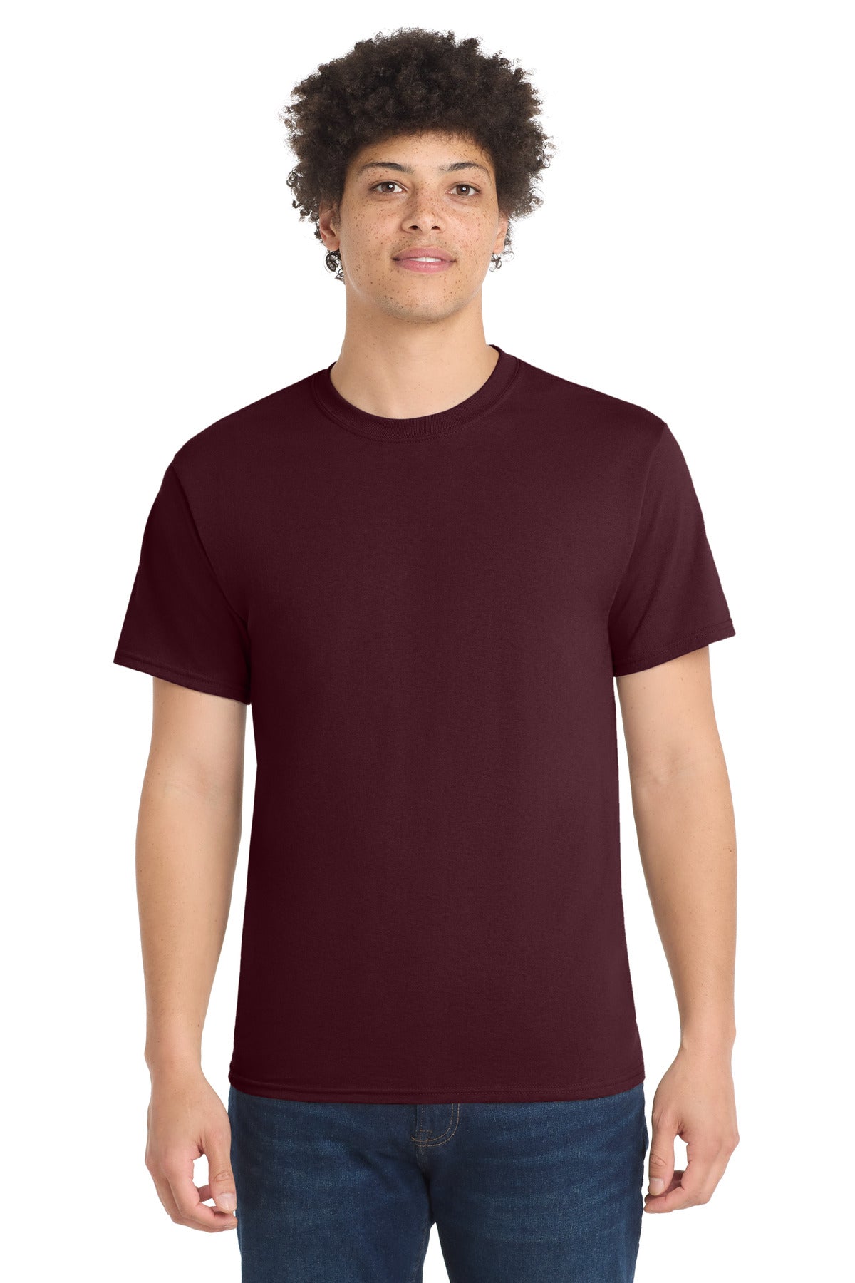 Port & Co Tall Core Blend Tee. PC55T - Athletic Maroon - front