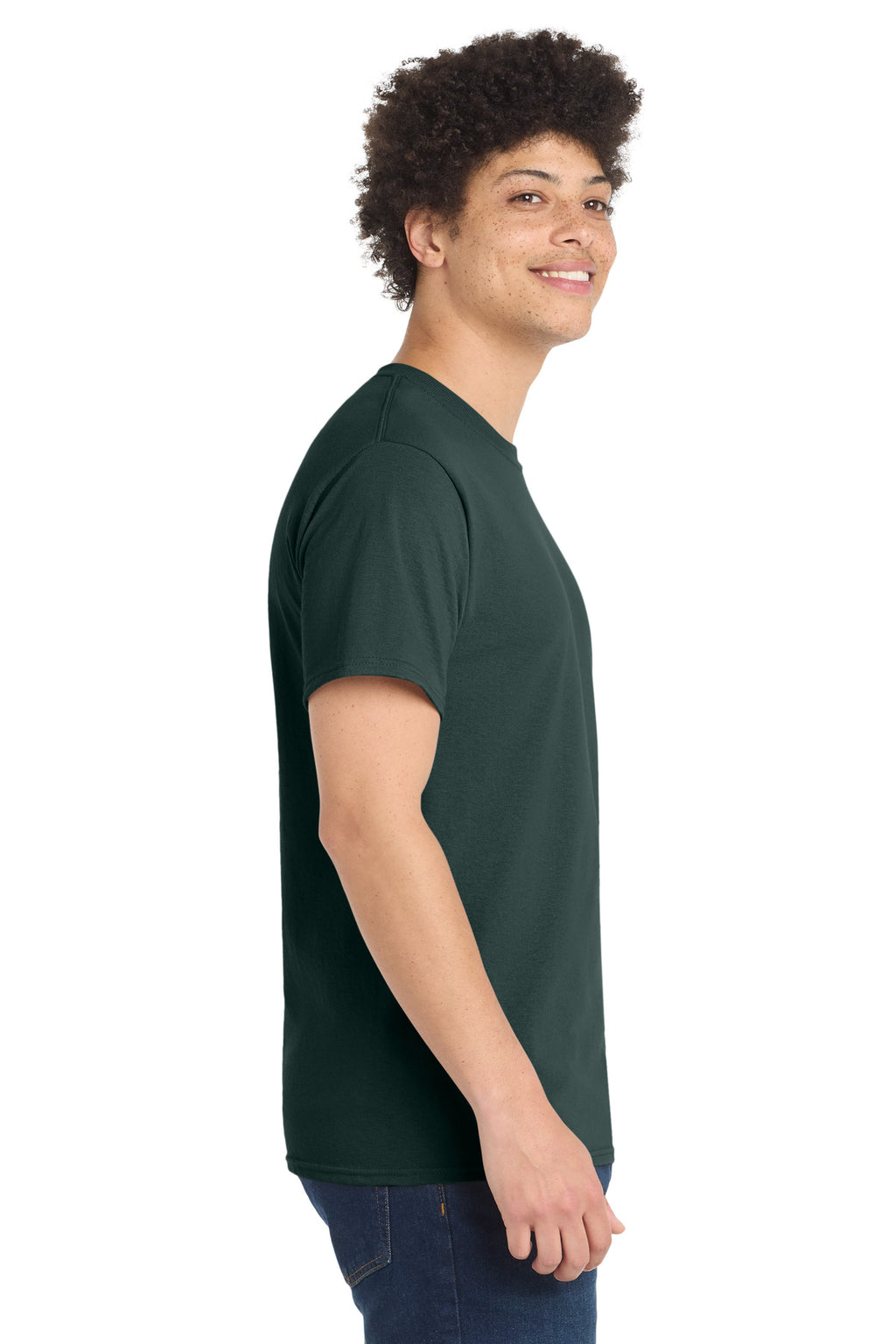 Port & Co Tall Core Blend Tee. PC55T - Dark Green - side