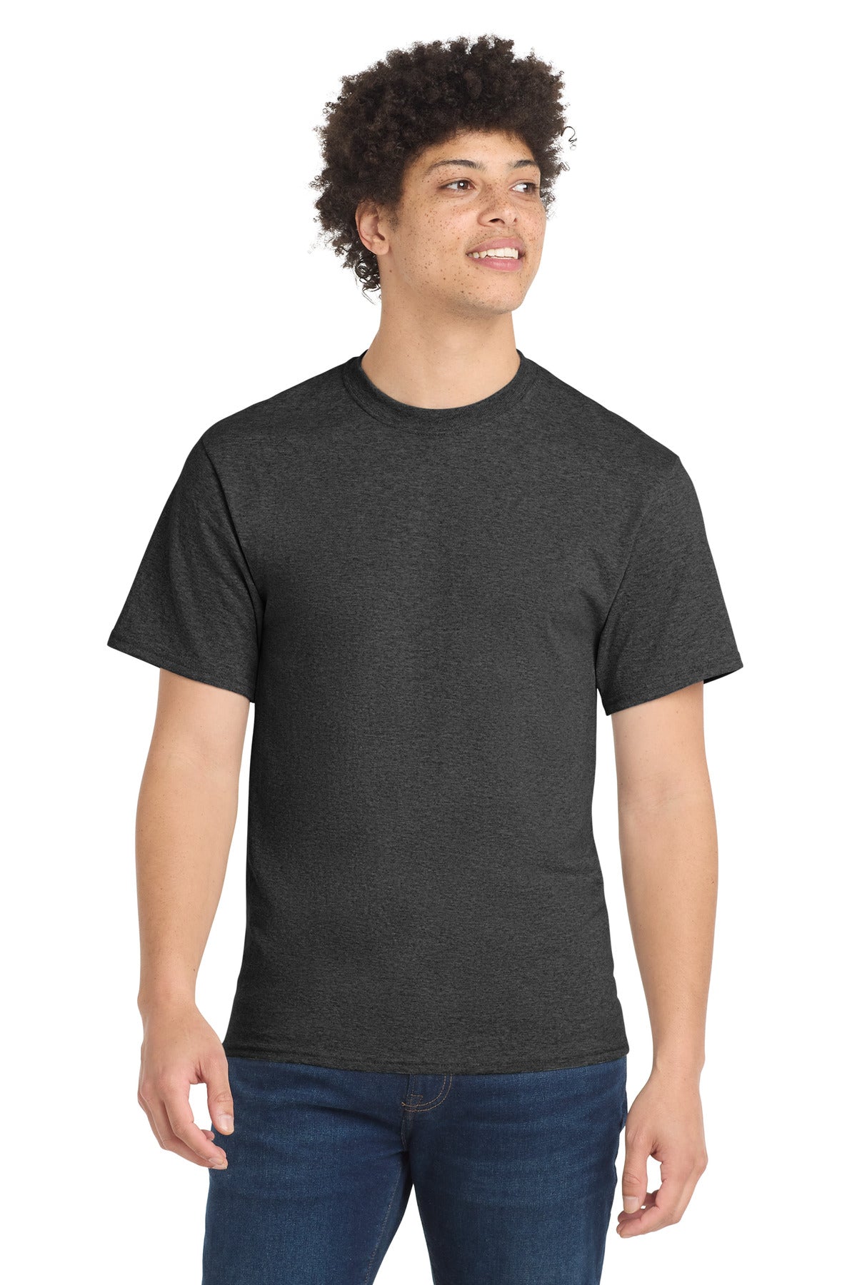 Port & Co Tall Core Blend Tee. PC55T - Dark Heather Grey - front