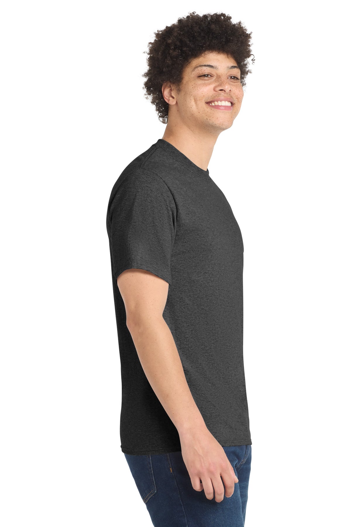 Port & Co Tall Core Blend Tee. PC55T - Dark Heather Grey - side
