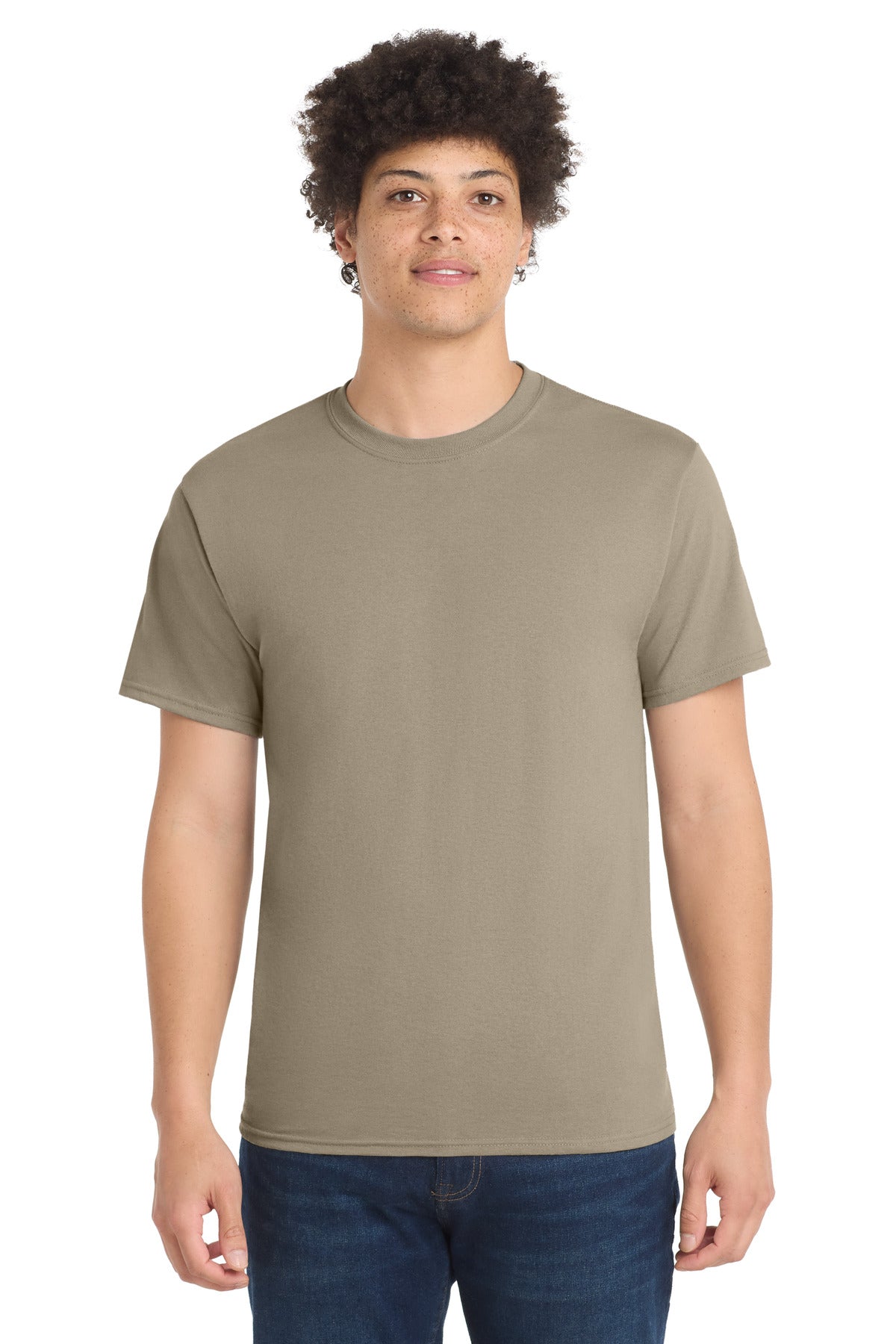 Port & Co Tall Core Blend Tee. PC55T - Desert Sand - front