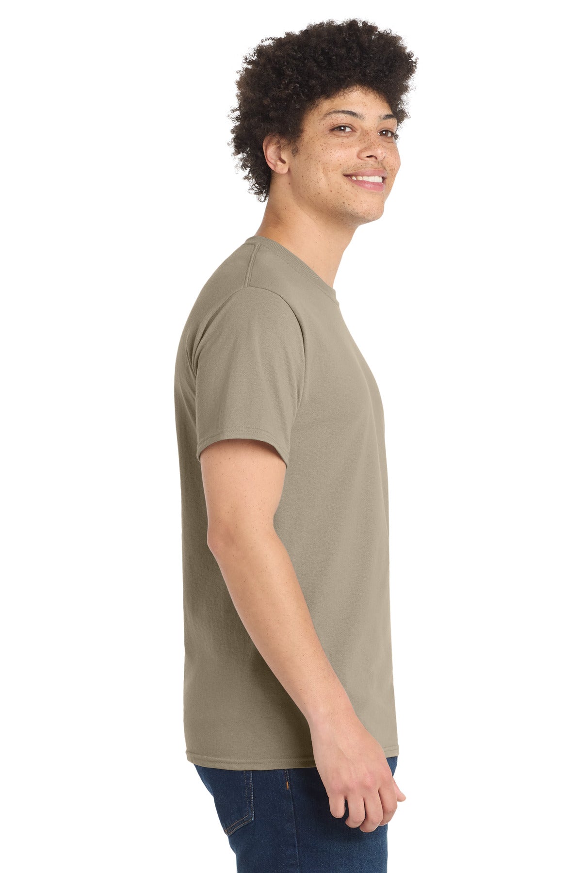 Port & Co Tall Core Blend Tee. PC55T - Desert Sand - side