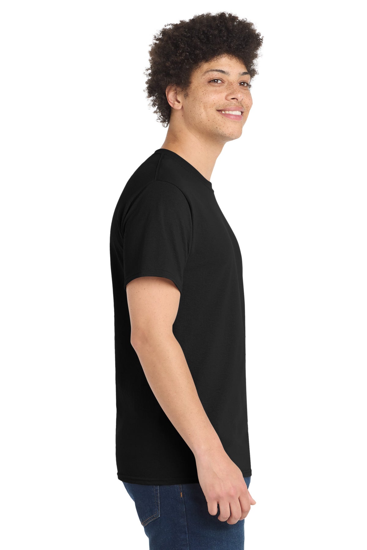 Port & Co Tall Core Blend Tee. PC55T - Jet Black - side
