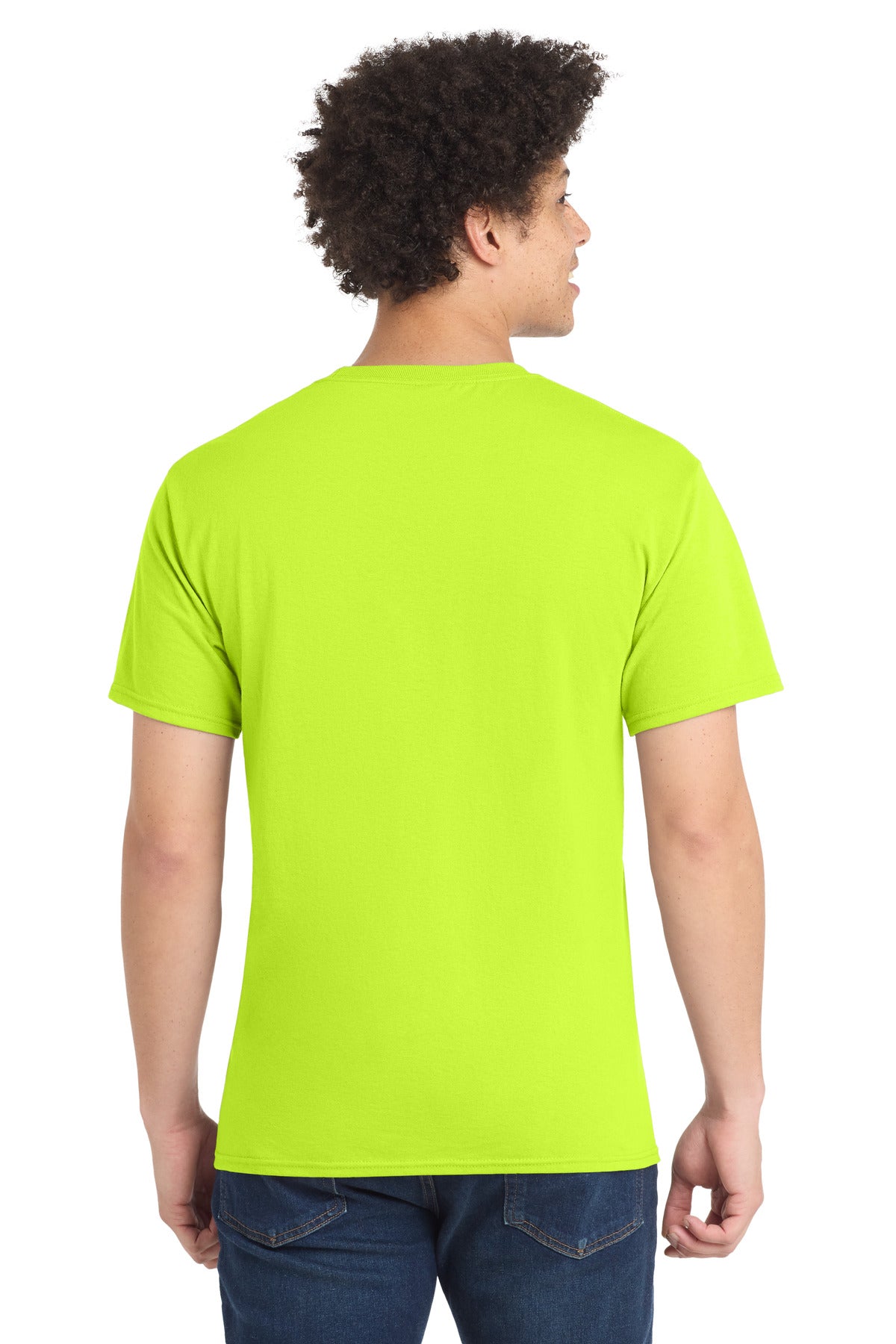 Port & Co Tall Core Blend Tee. PC55T - Safety Green - back