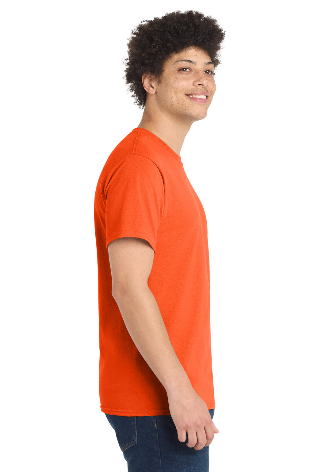 Port & Co Tall Core Blend Tee. PC55T - Safety Orange - side