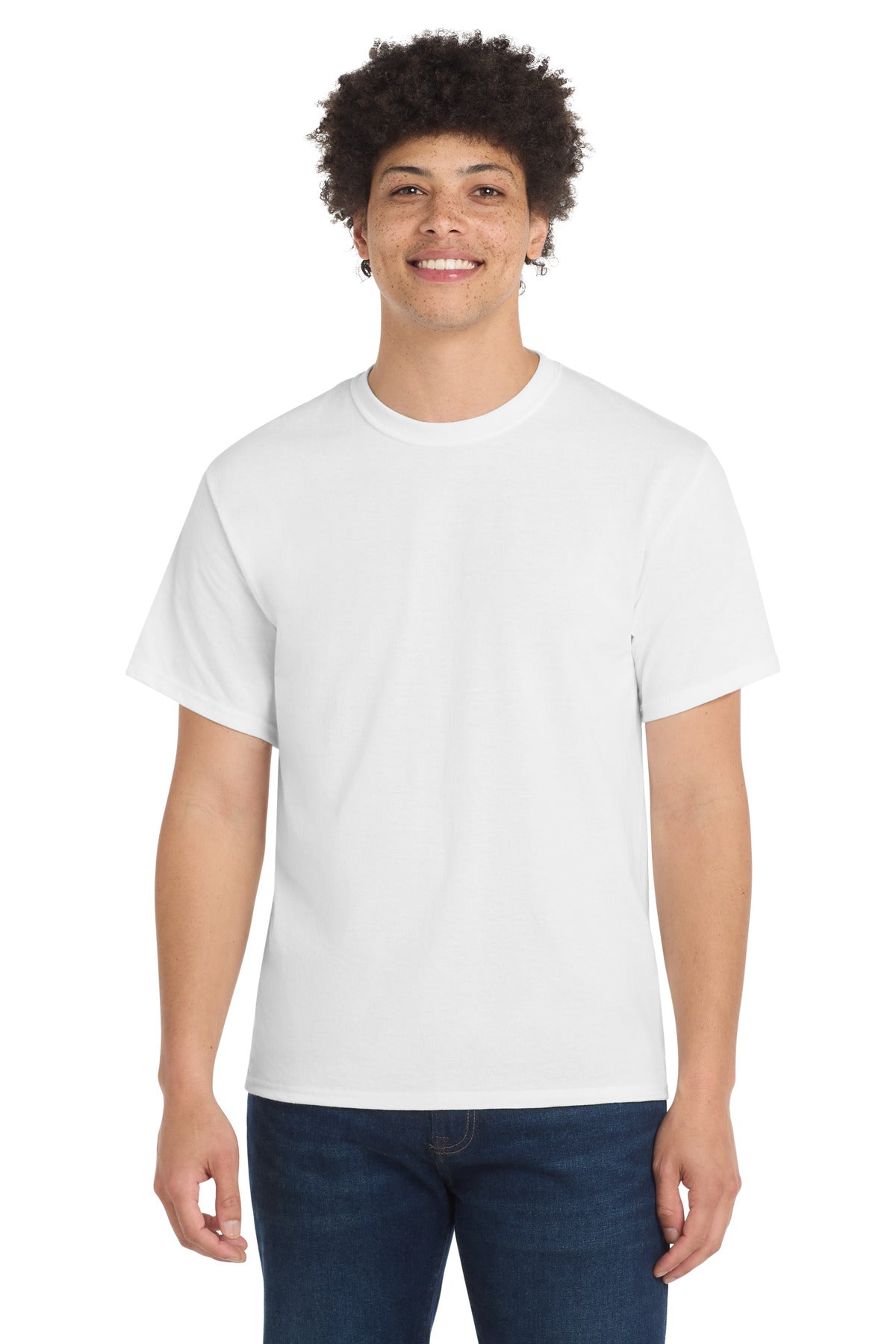 Port & Co Tall Core Blend Tee. PC55T - White - front