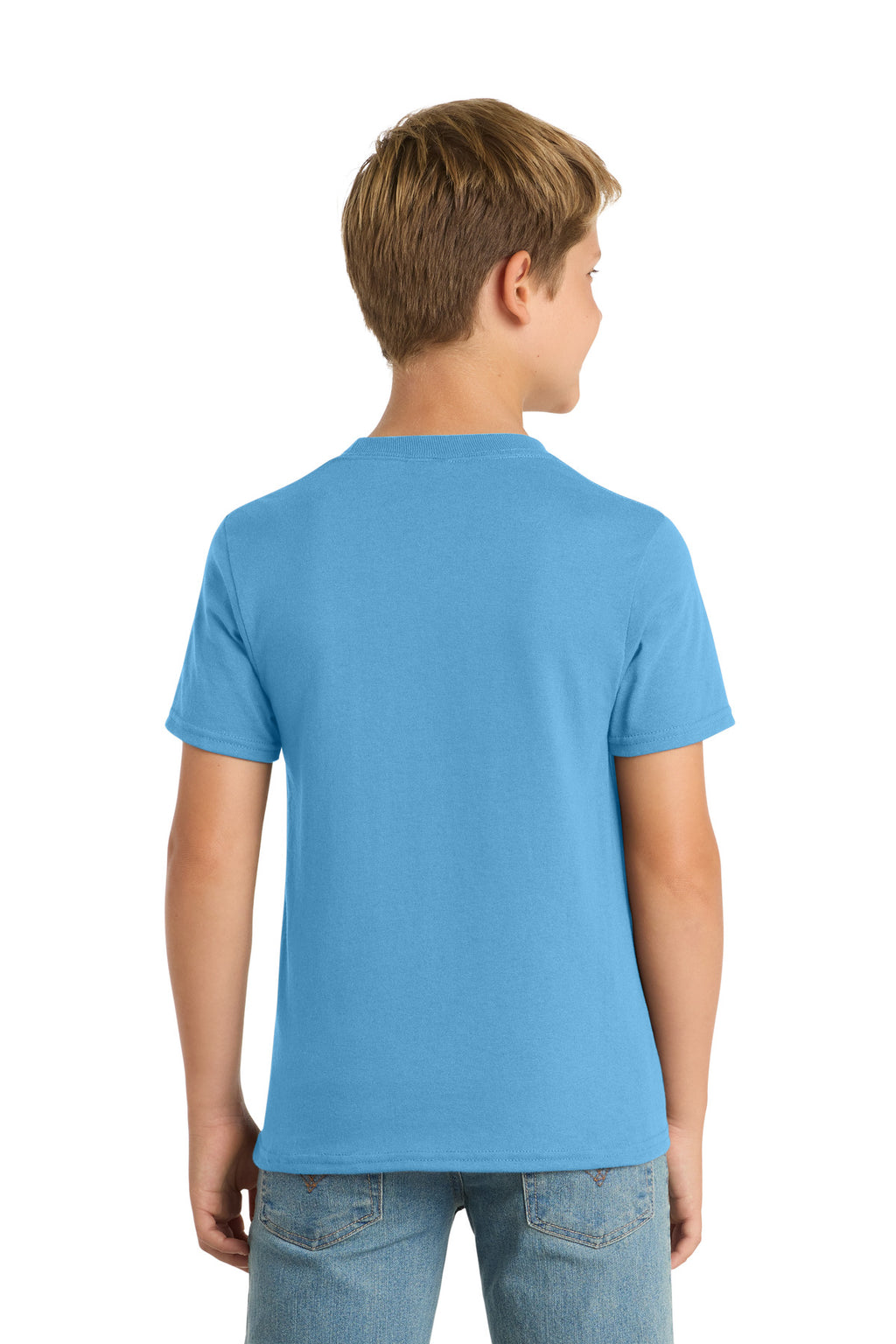 Port & Co Youth Core Blend Tee. PC55Y - Aquatic Blue - back