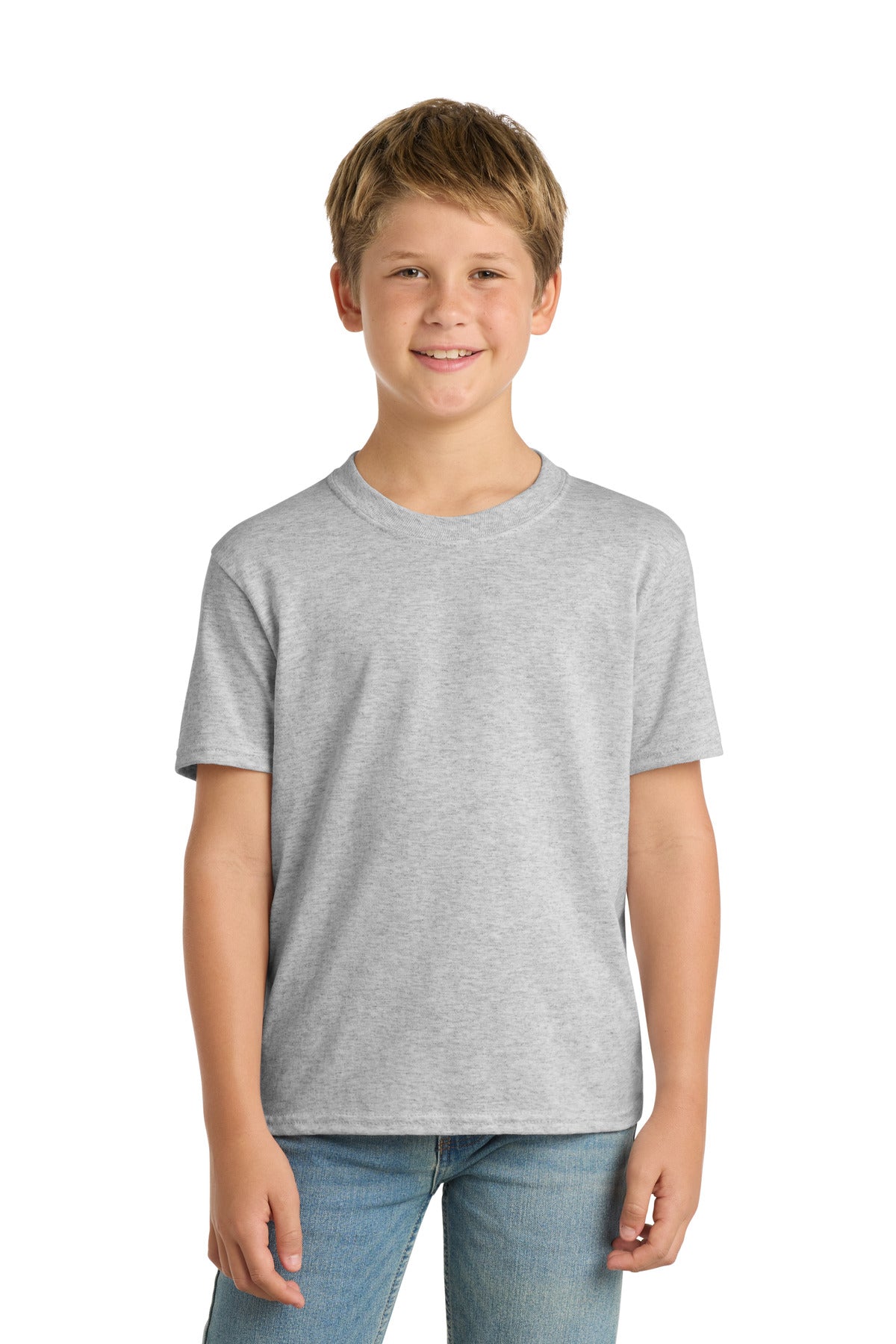 Port & Co Youth Core Blend Tee. PC55Y - Ash - front