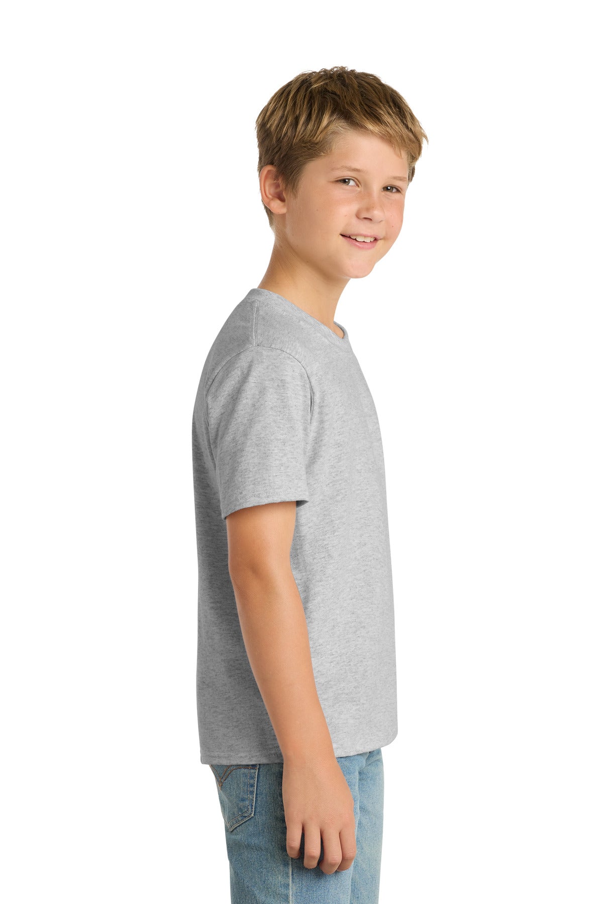 Port & Co Youth Core Blend Tee. PC55Y - Ash - side