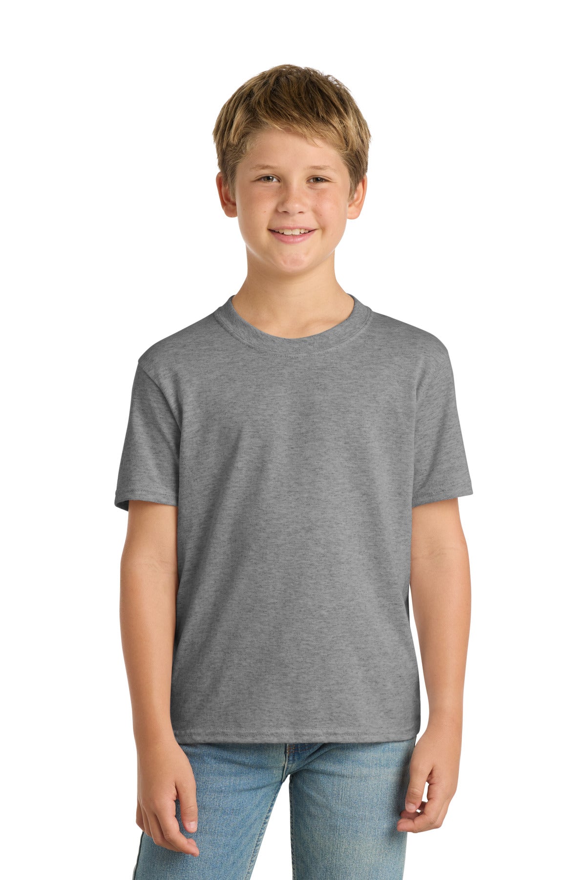 Port & Co Youth Core Blend Tee. PC55Y - Athletic Heather - front